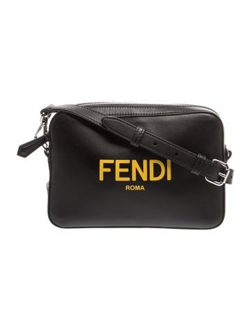 Fendi Leather Black Leather Camera Bag with strap