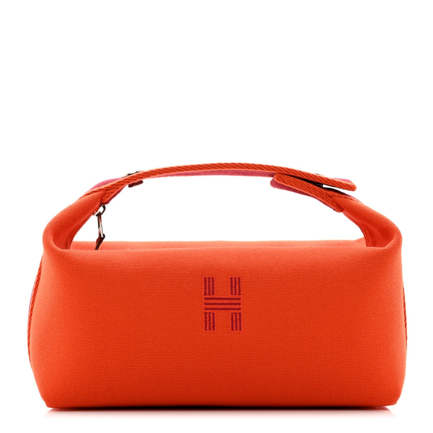 Hermes Canvas Small Bride-A-Brac Pouch Orange Burgundy