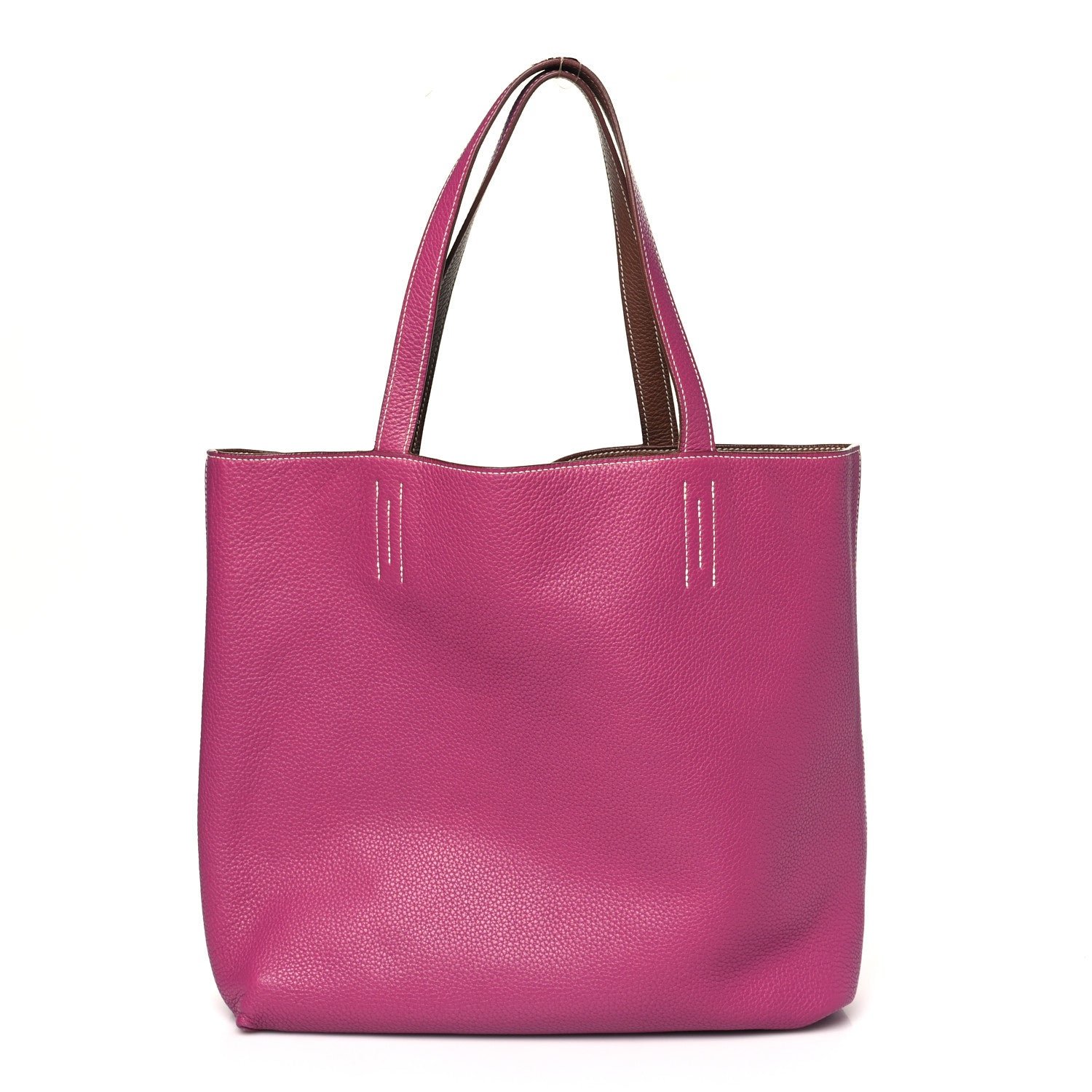 Hermes Taurillon Clemence Double Sens 36 Reversible Tote Marron Tosca