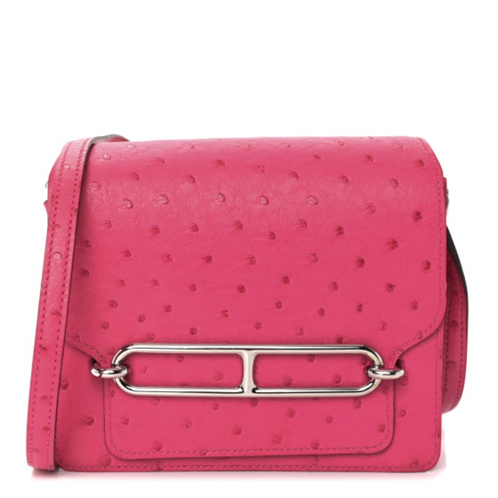 Hermes Ostrich Mini Sac Roulis Rose Tyrien