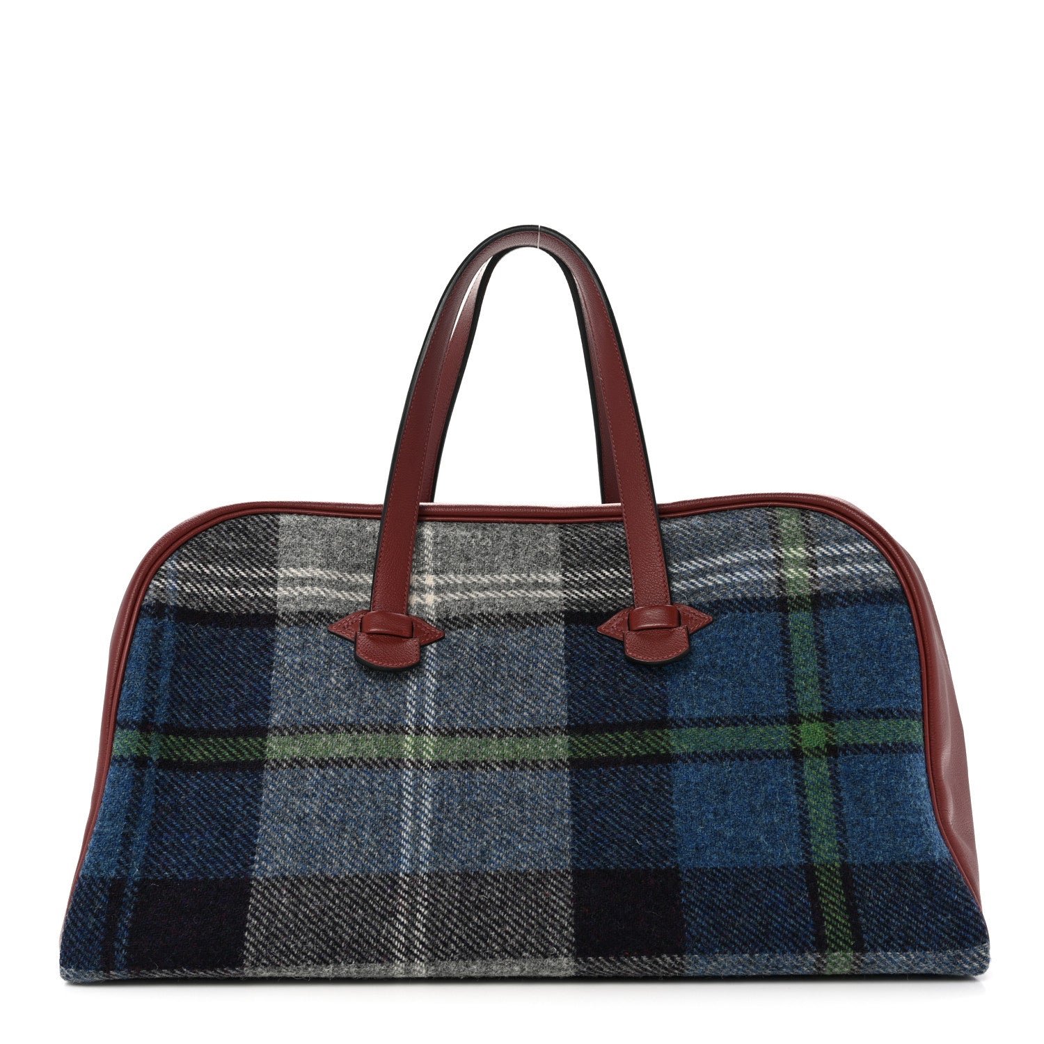 Hermes Evercolor Wool Tweed Tartan Galop d'Hermes Fourre Tout 50 Rouge H Bleu De Malte