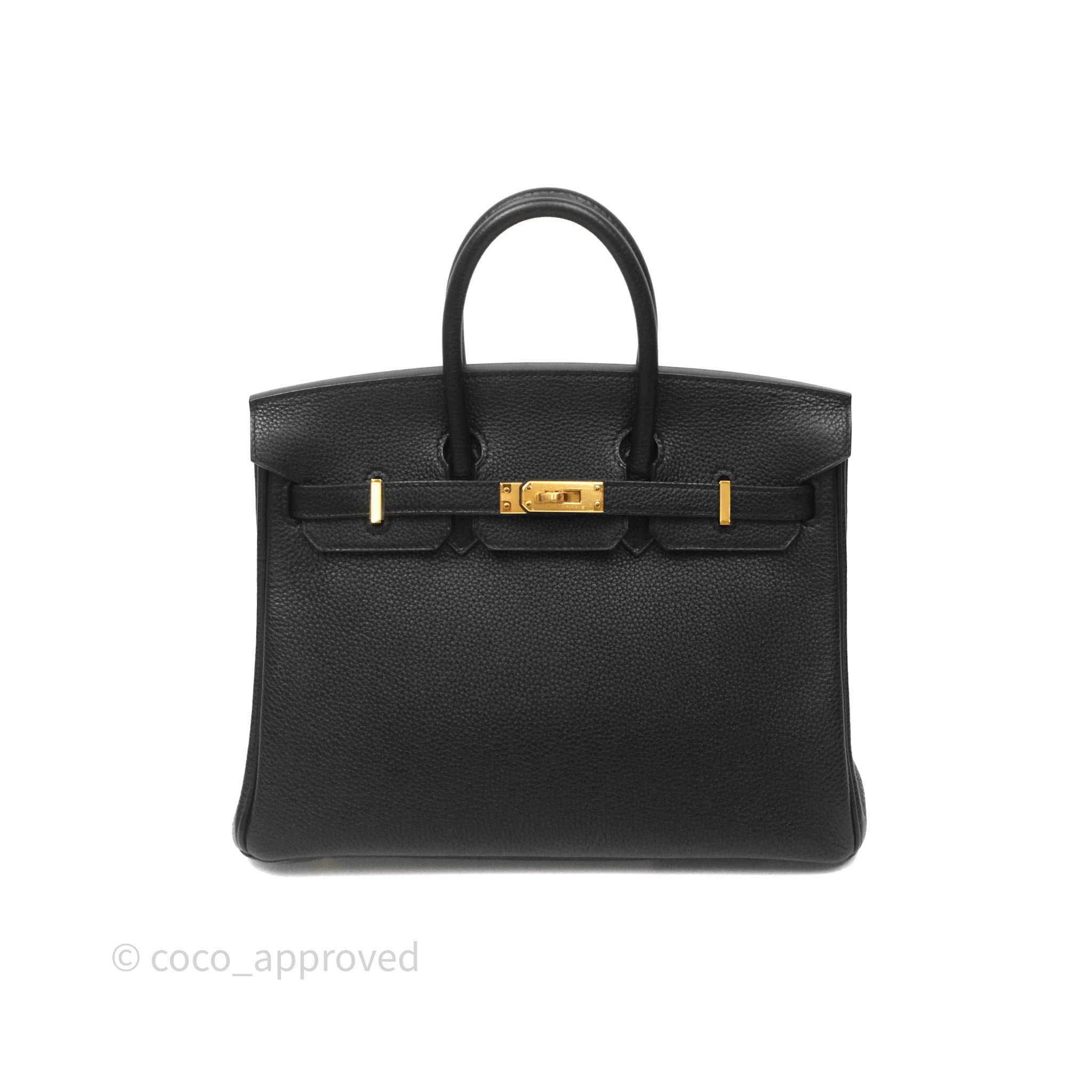 Hermès Birkin 25 Retourne Black Noir 89 Togo Gold Hardware