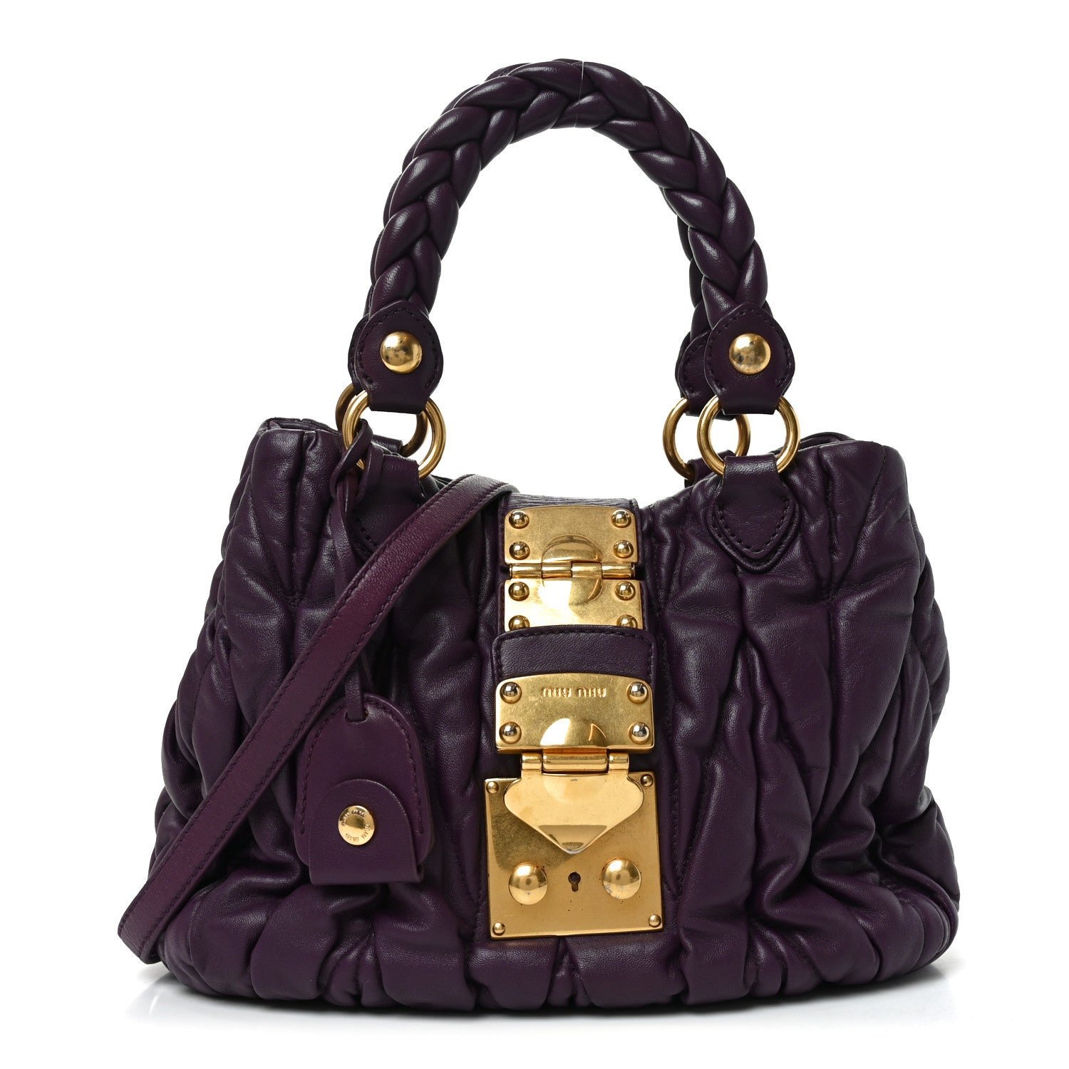 Miu Miu Nappa Matelasse Lux Coffer Bag Purple