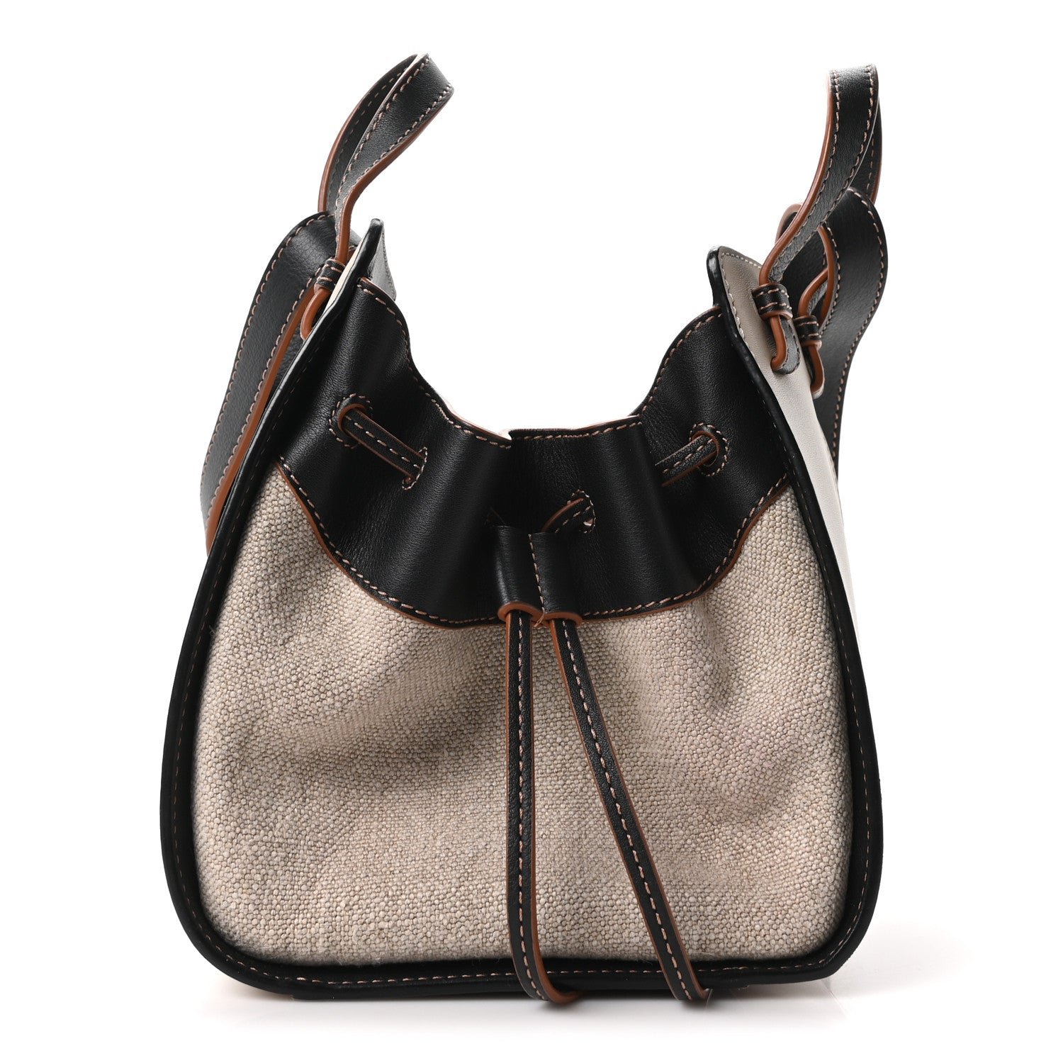 Loewe Loewe Calfskin Canvas Mini Hammock Shoulder Bag Mink Black