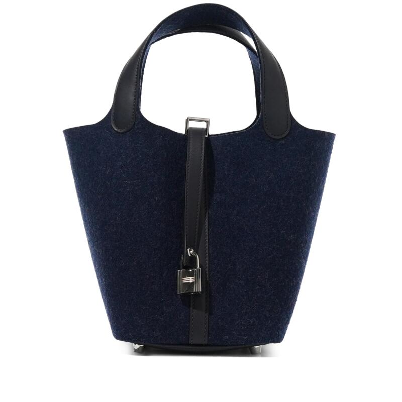 Hermes Bleu Nuit Feutre Wool and Black Swift Picotin Lock 18 Palladium Hardware, 2022