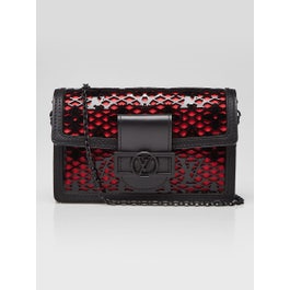 Louis Vuitton Black/Red Patent Leather Laced Monogram Dauphine Chain Wallet Bag