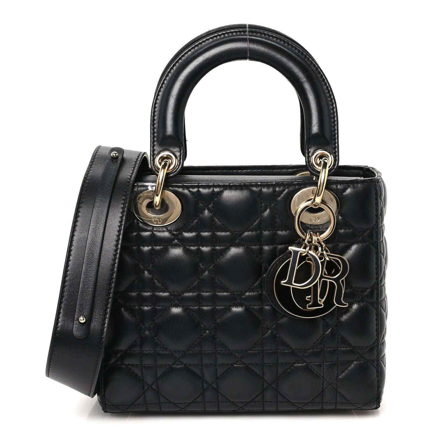 Dior Christian Dior Lambskin Cannage Small Lucky Badges My Lady Dior Black