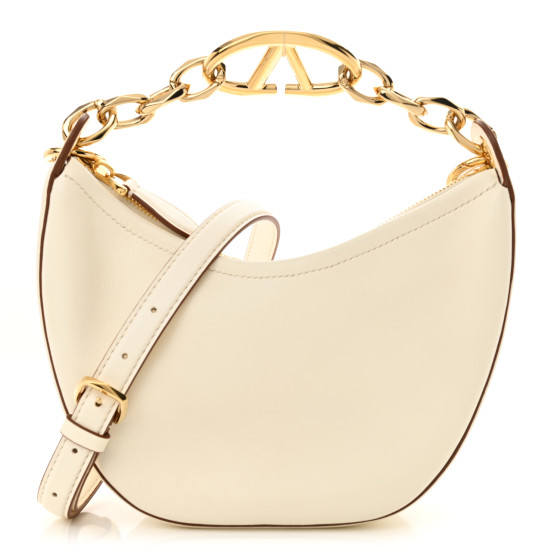 Valentino Garavani Nappa Mini Vlogo Moon Hobo Bag Ivory