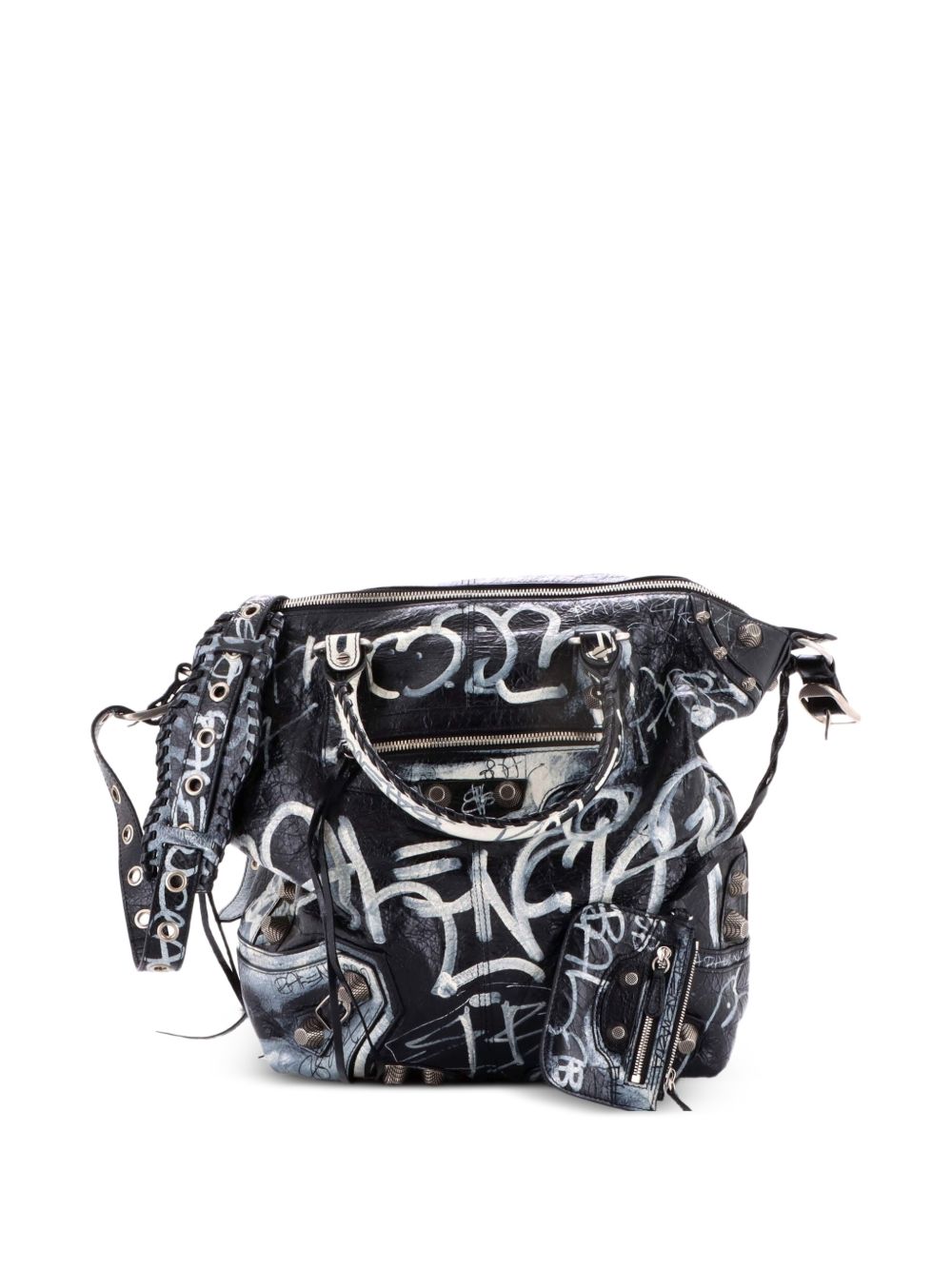Balenciaga Le Cagole Graffiti Men Leather Medium tote bag