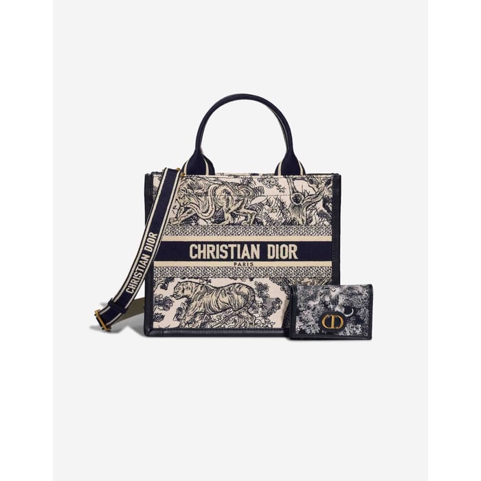 Dior 
		Book Tote Sauvage Small Canvas Blue / White    