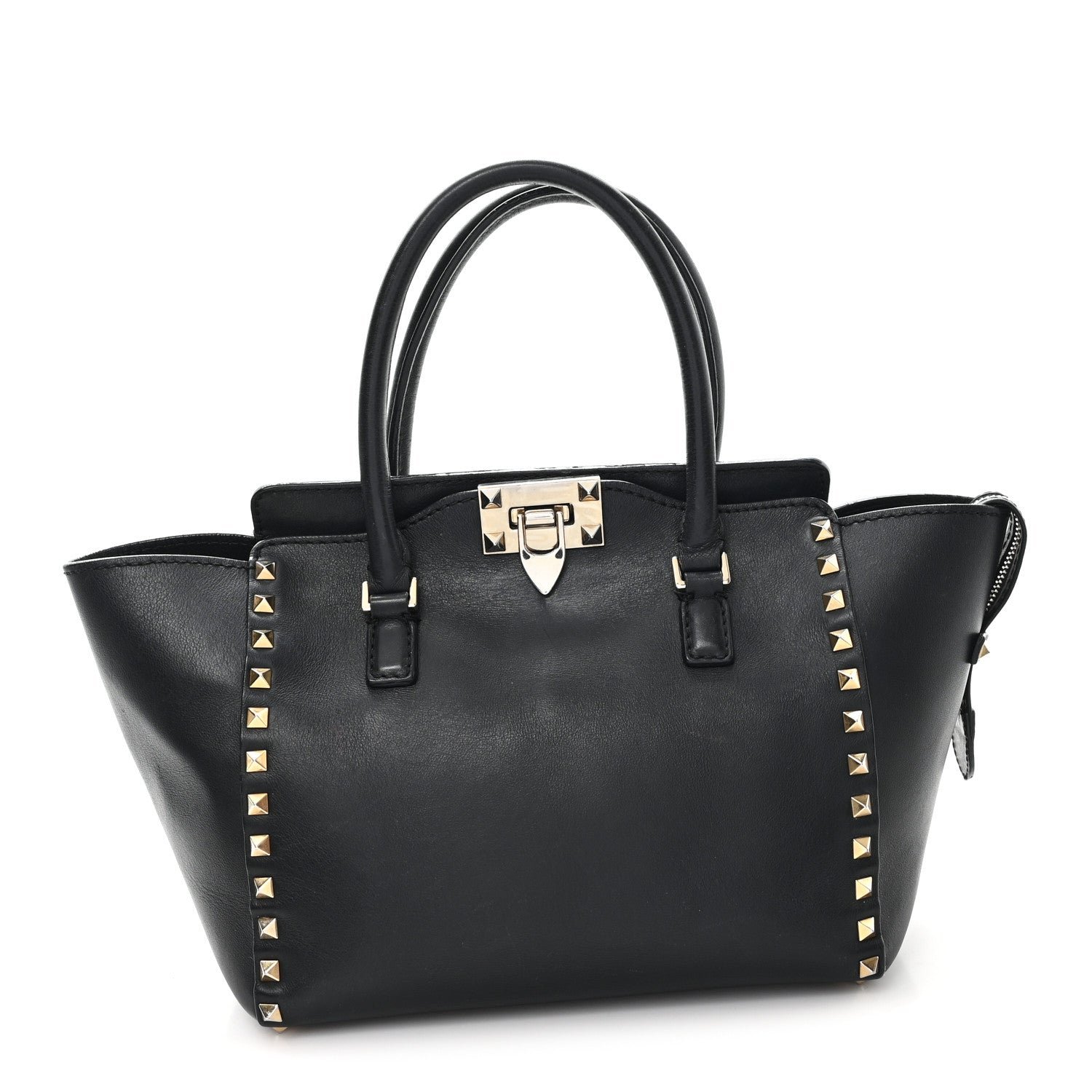 Valentino Garavani Valentino Garavani Vitello Small Rockstud Double Handle Tote Black