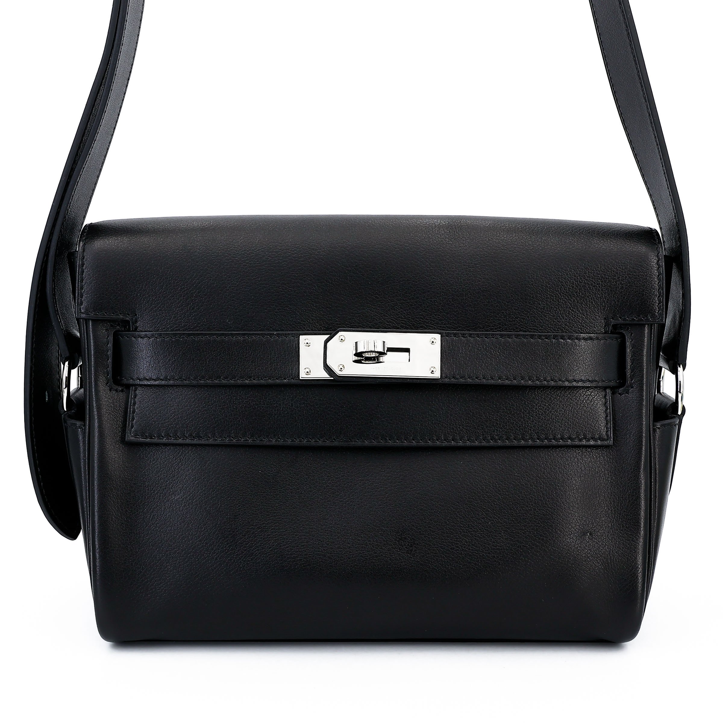 Very Good ( Rank A) HERMÈS Kelly Messenger PM Noir (89) Volupto calfskin Palladium hardware K (2025)