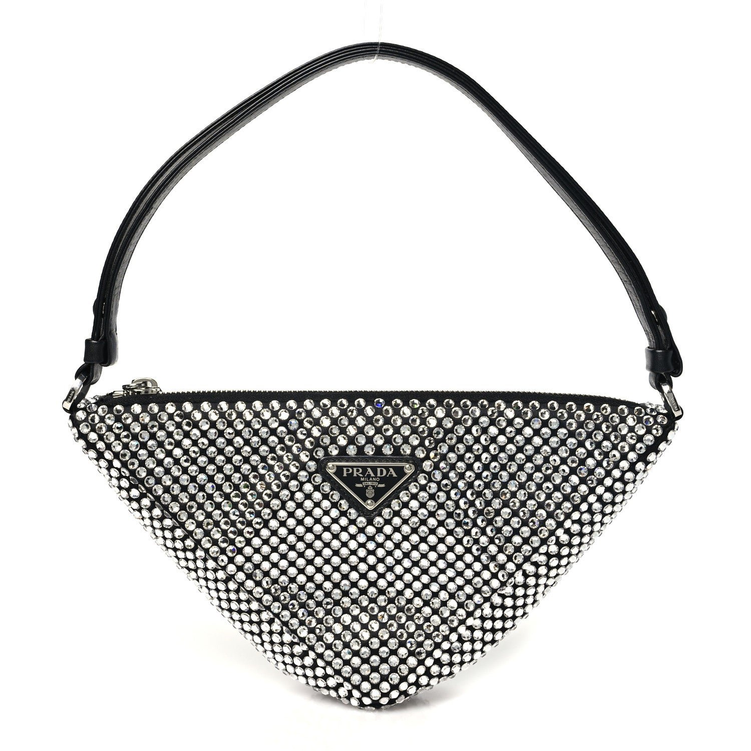 Prada Satin Crystal Triangle Pouch Cristal