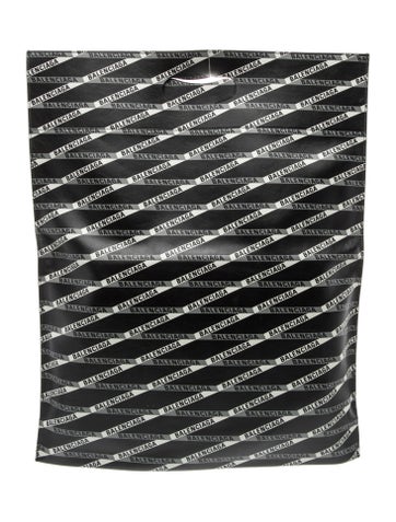 Leather Black & White Printed Logo Monogram Tote Bag