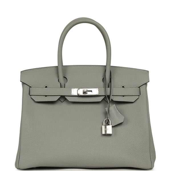 Pre-owned Hermes Birkin 30 Gris Mouette Togo Palladium Hardware