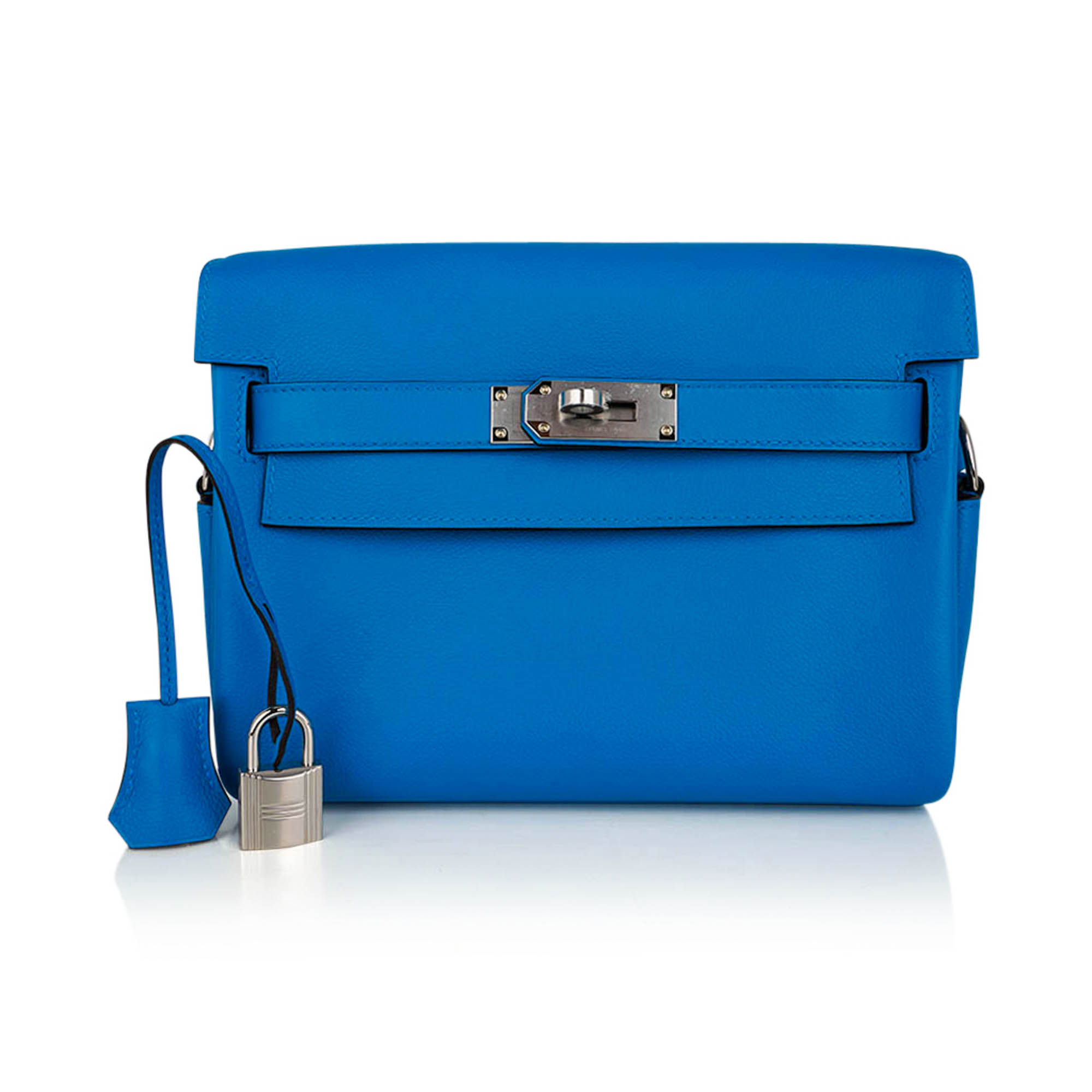 Hermes Hermes Kelly Messenger PM Blue Zanzibar Evercolor Leather with Palladium Hardware