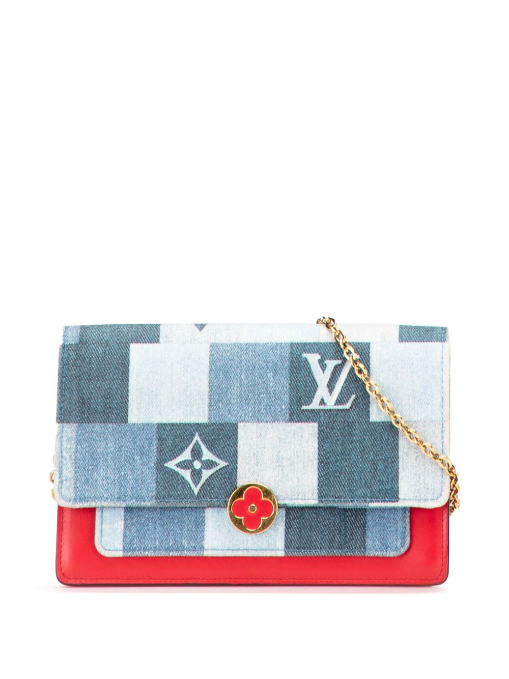 2020 Monogram Denim Patchwork Fiore Chain Wallet crossbody bag