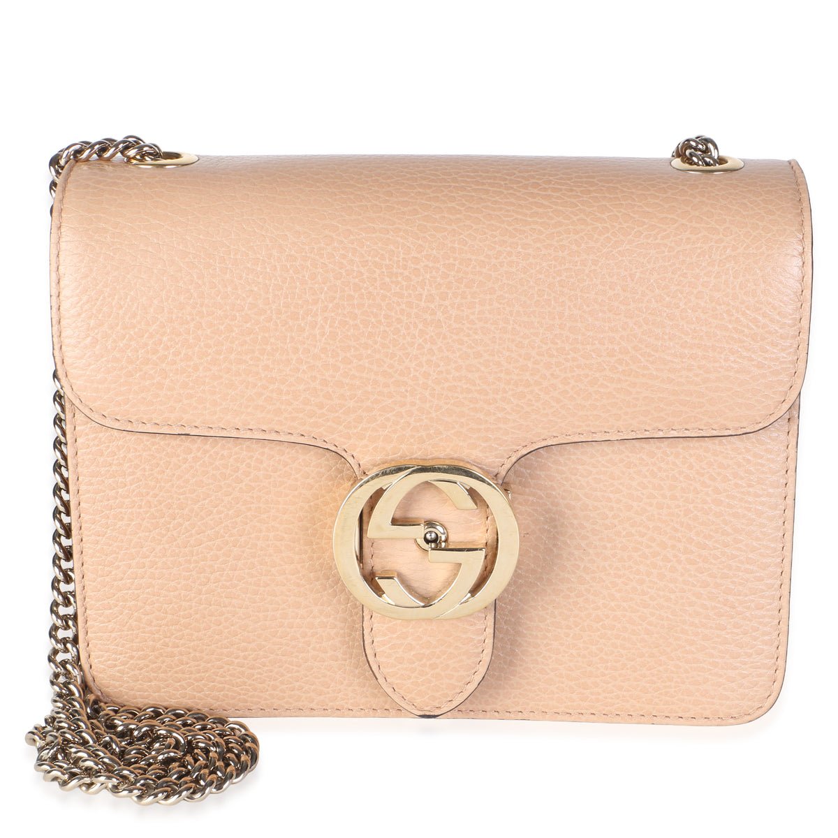 Dark Beige Dollar Calfskin Interlocking G Small Bag