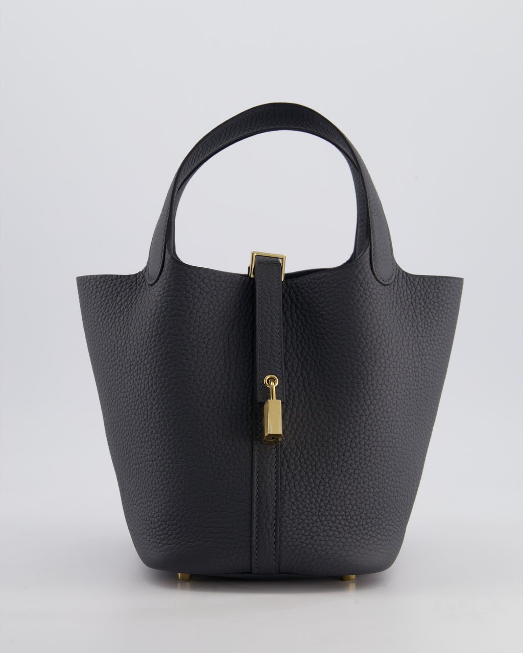 *HOT* Hermès Picotin Lock 18 Bag in Gris Misty Clemence Leather with Permabrass Hardware