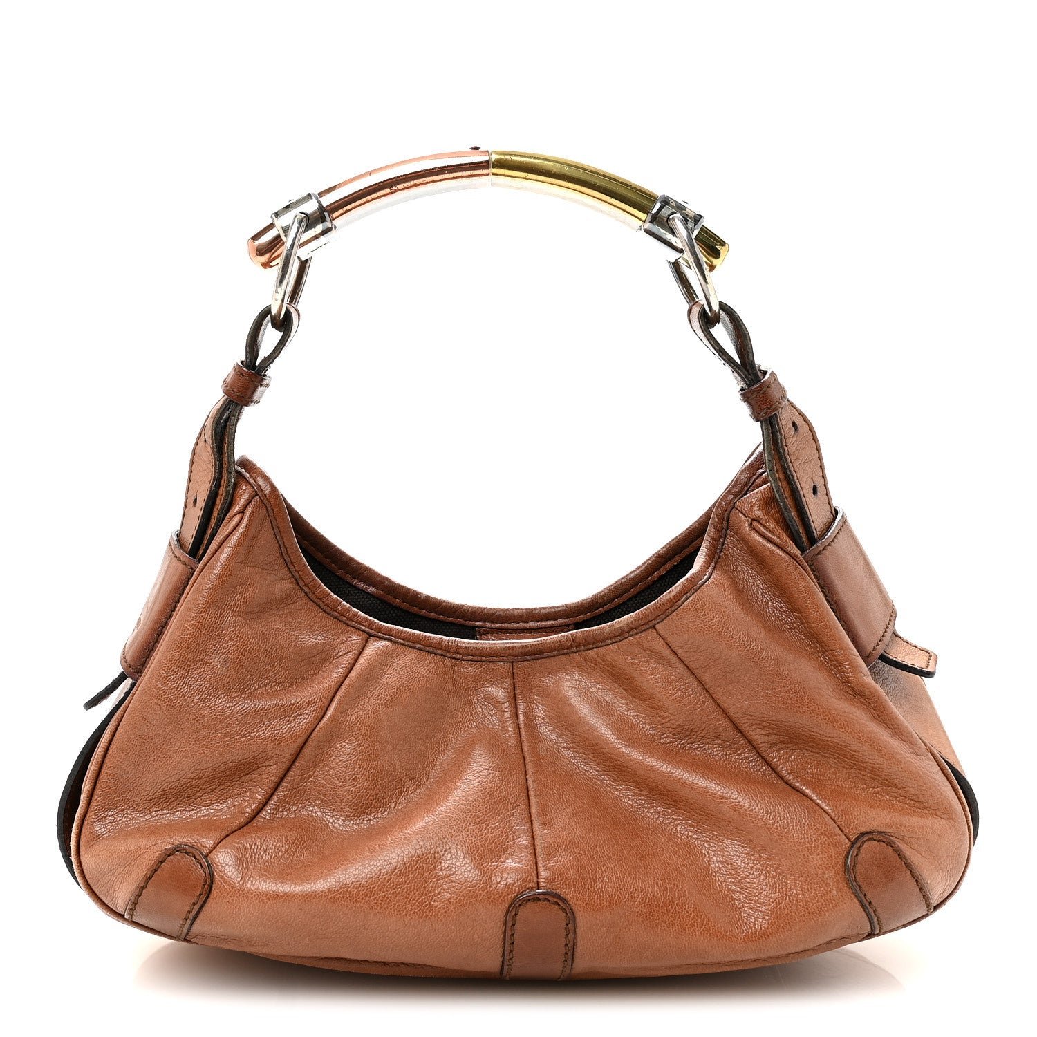 Saint Laurent Calfskin Metal Mombasa Hobo Beige
