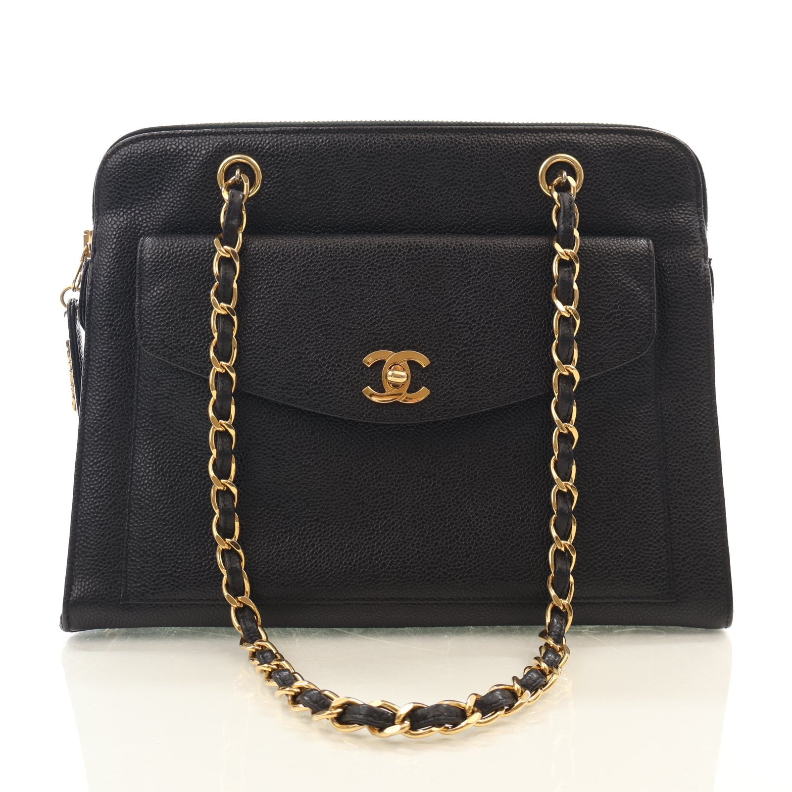 Chanel Vintage Medium Caviar Front Pocket Tote