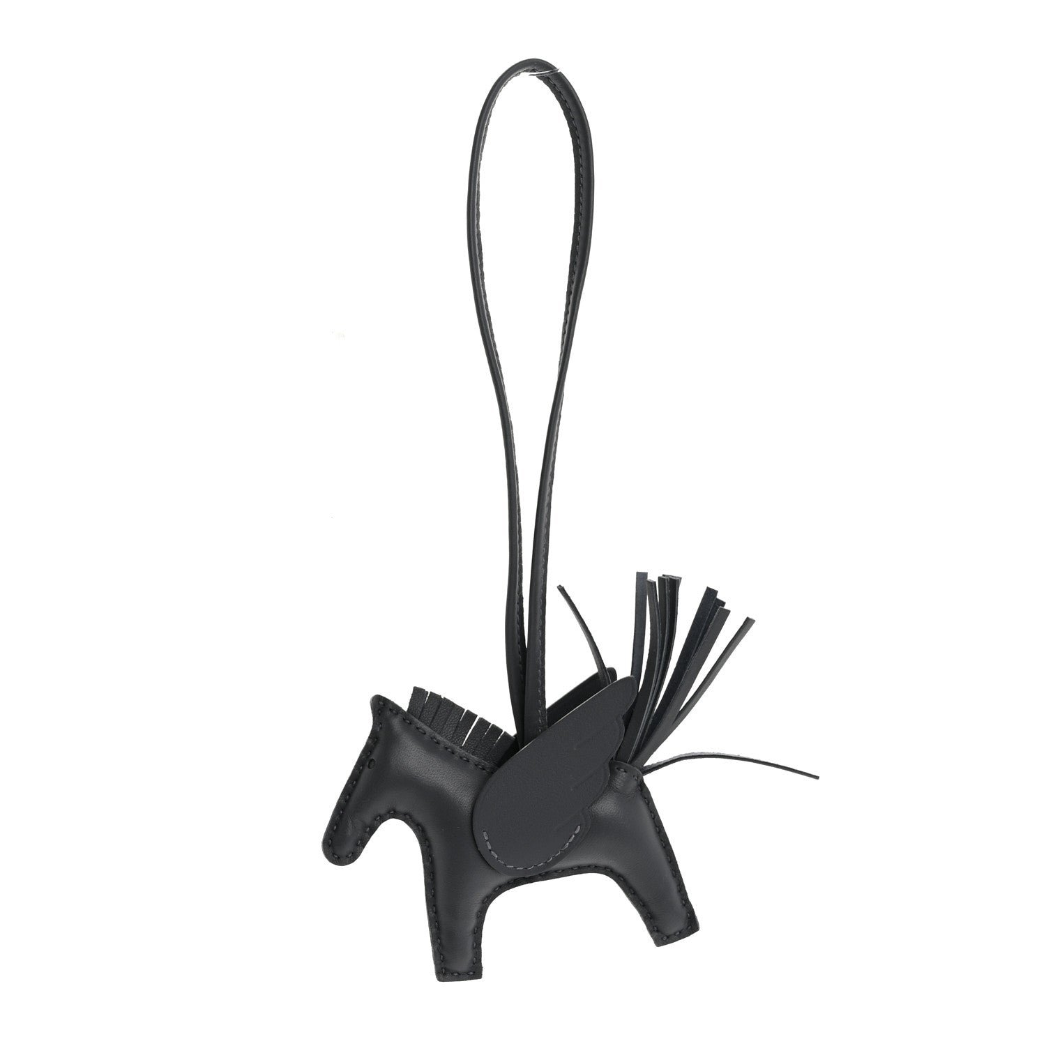 Hermes Milo Lambskin Grigri Rodeo Pegase Horse Bag Charm PM Ardoise