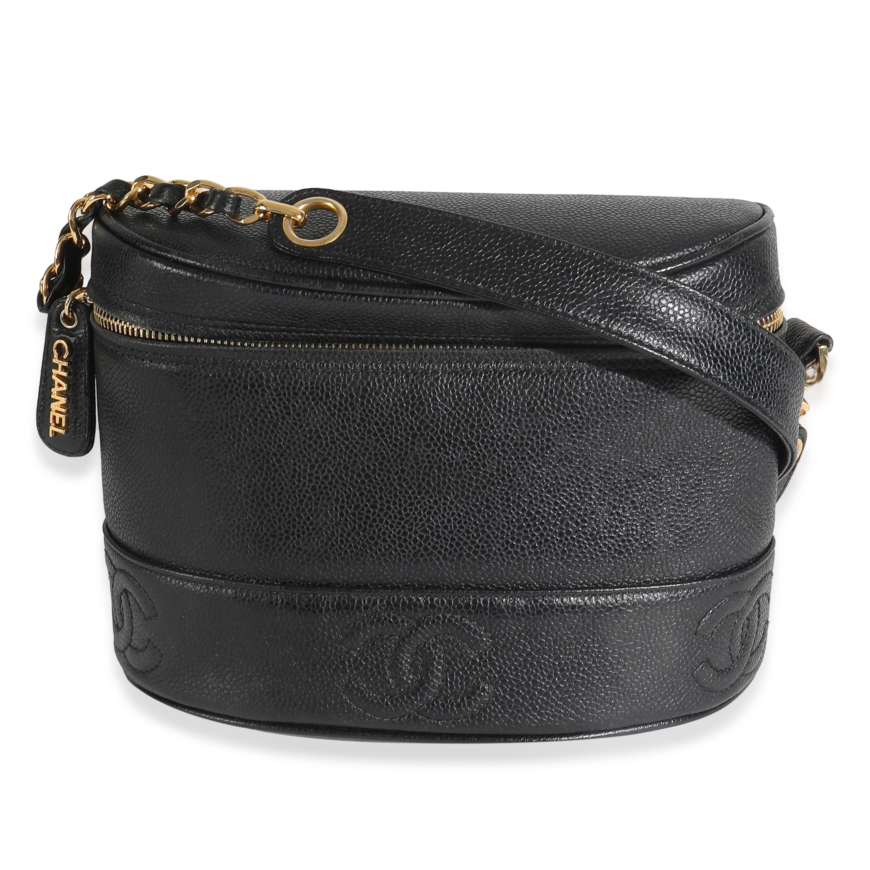 Chanel Vintage Black Caviar Triple CC Crossbody Handbag