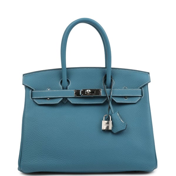 Hermes Pre-owned Hermes Birkin 30 Blue Jean Togo Palladium Hardware