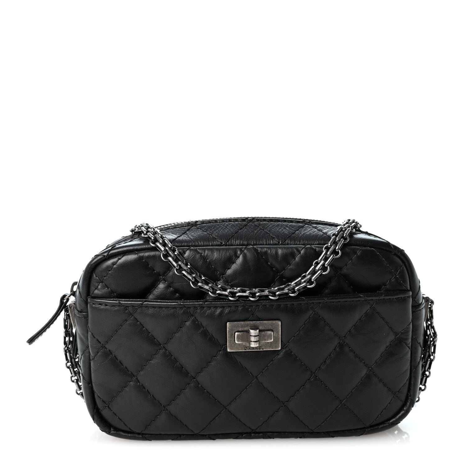 Chanel Aged Calfskin Quilted Mini Reissue Camera Case Black