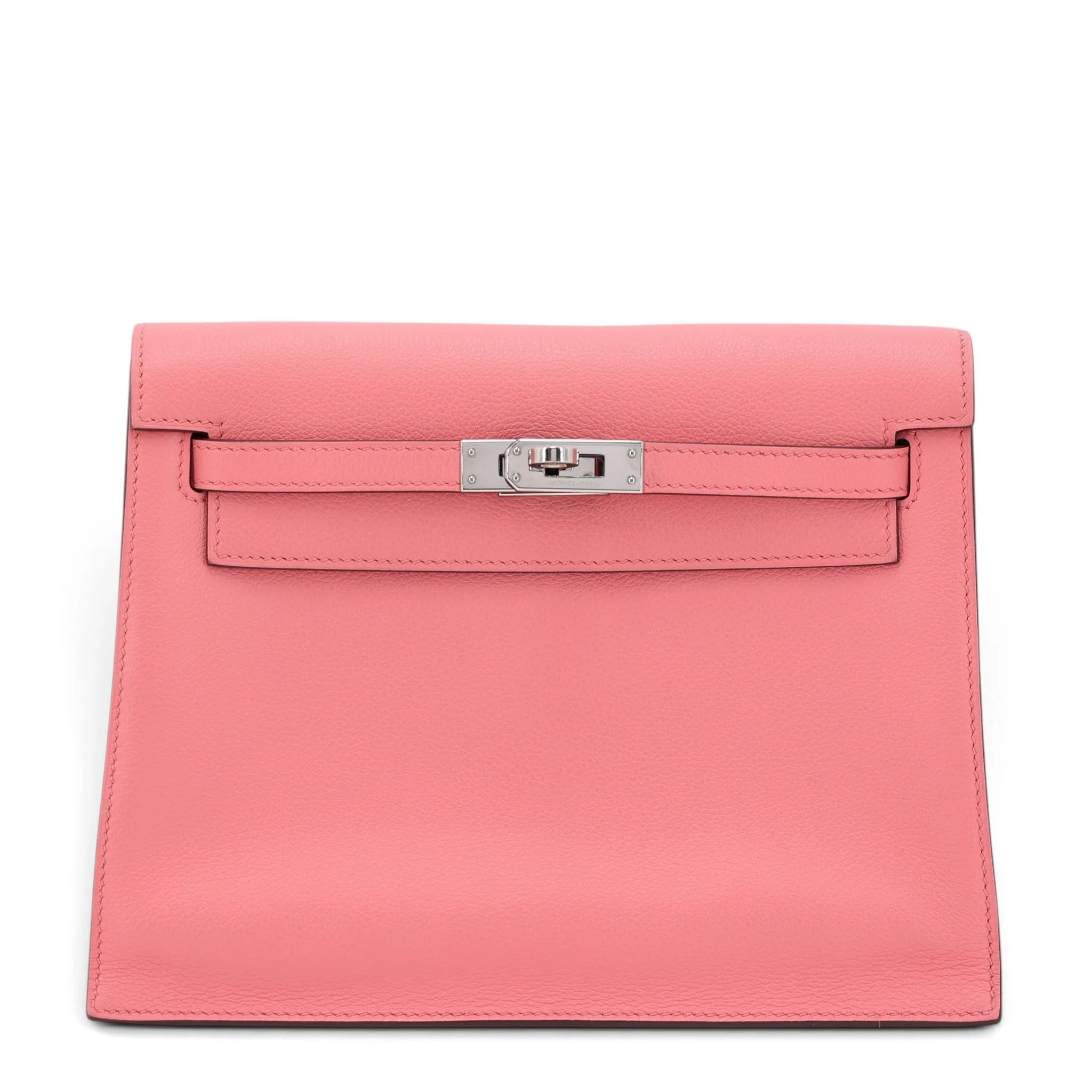 Excellent ( Rank SA ) HERMÈS Kelly Danse Verso Rose d’Ete (K4) Vert Titien (1T) Evercolor Palladium hardware B (2023)