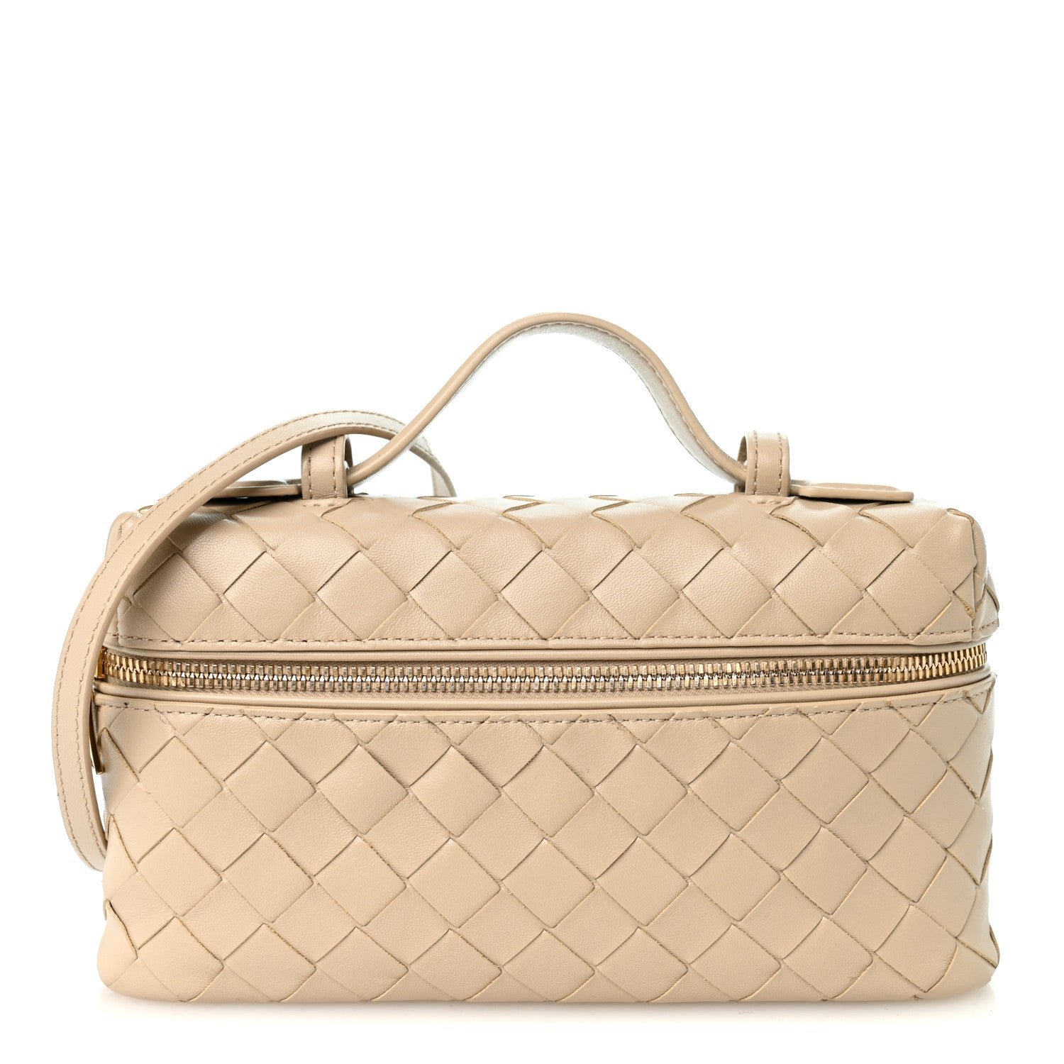 Bottega Veneta Calfskin Intrecciato Bang Bang Vanity Case Ecru