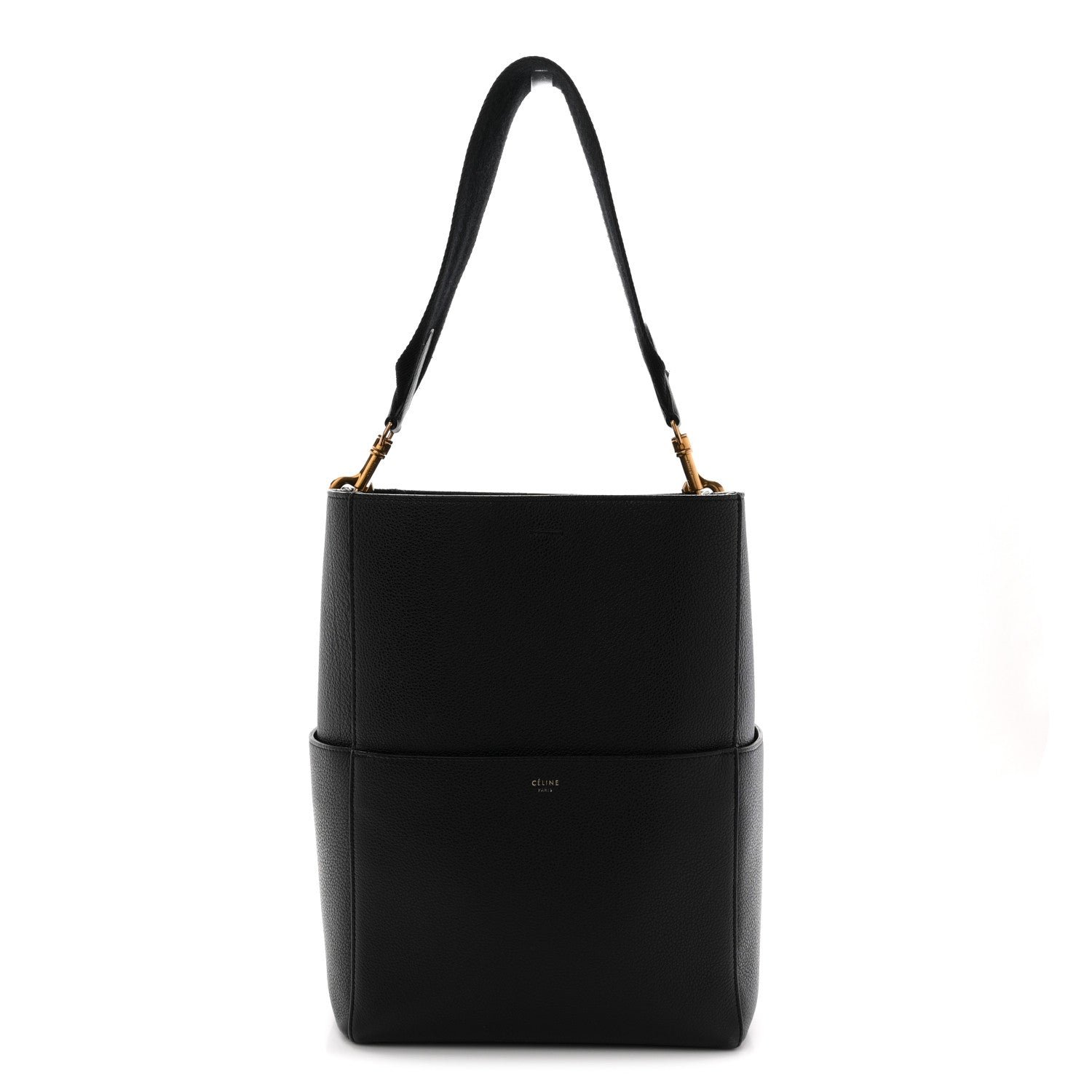 Celine Soft Grained Calfskin Sangle Bucket Bag Black