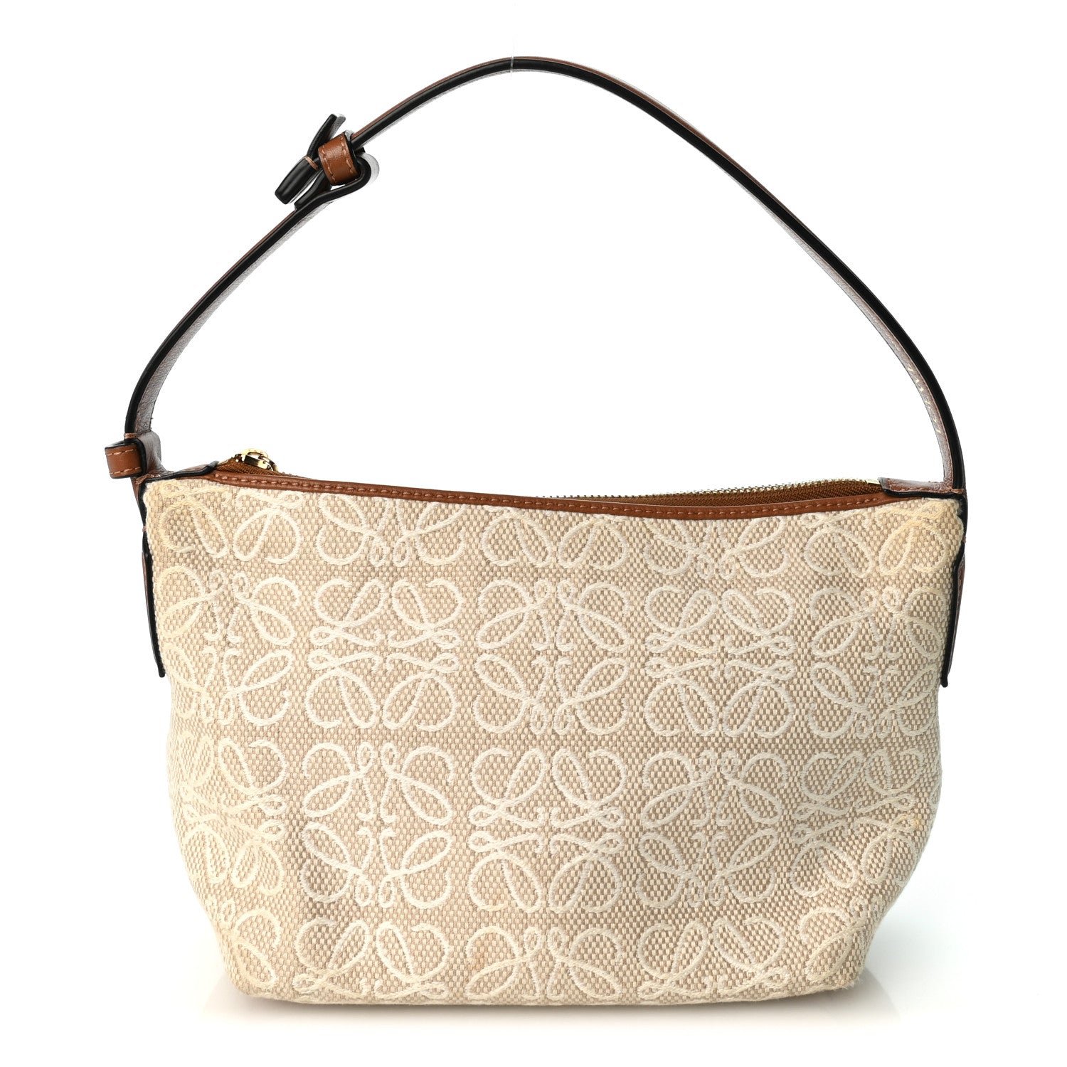 Loewe Jacquard Anagram Calfskin Small Cubi Bag Ecru Tan