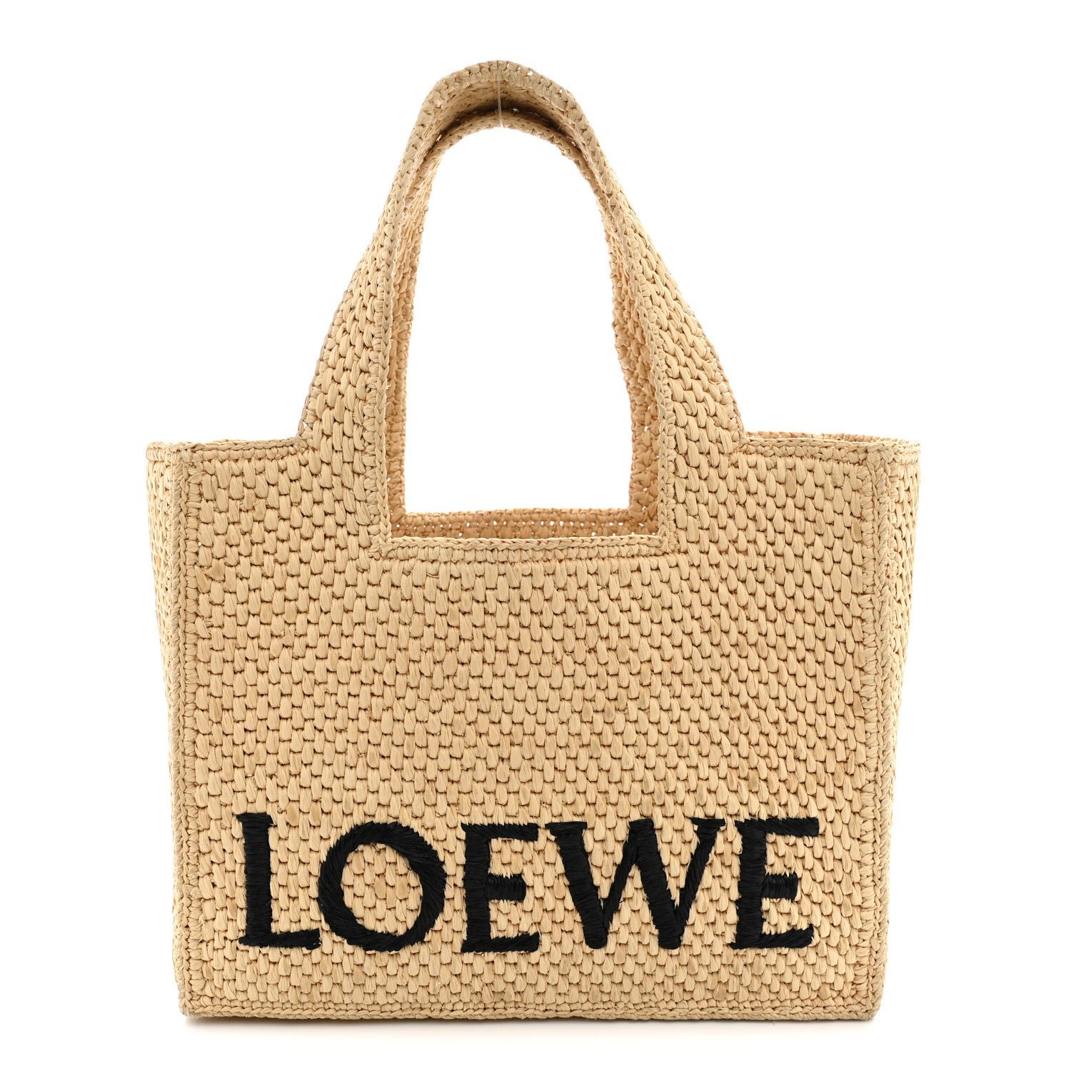 Loewe Raffia Paula's Ibiza Small Font Tote Natural Tan