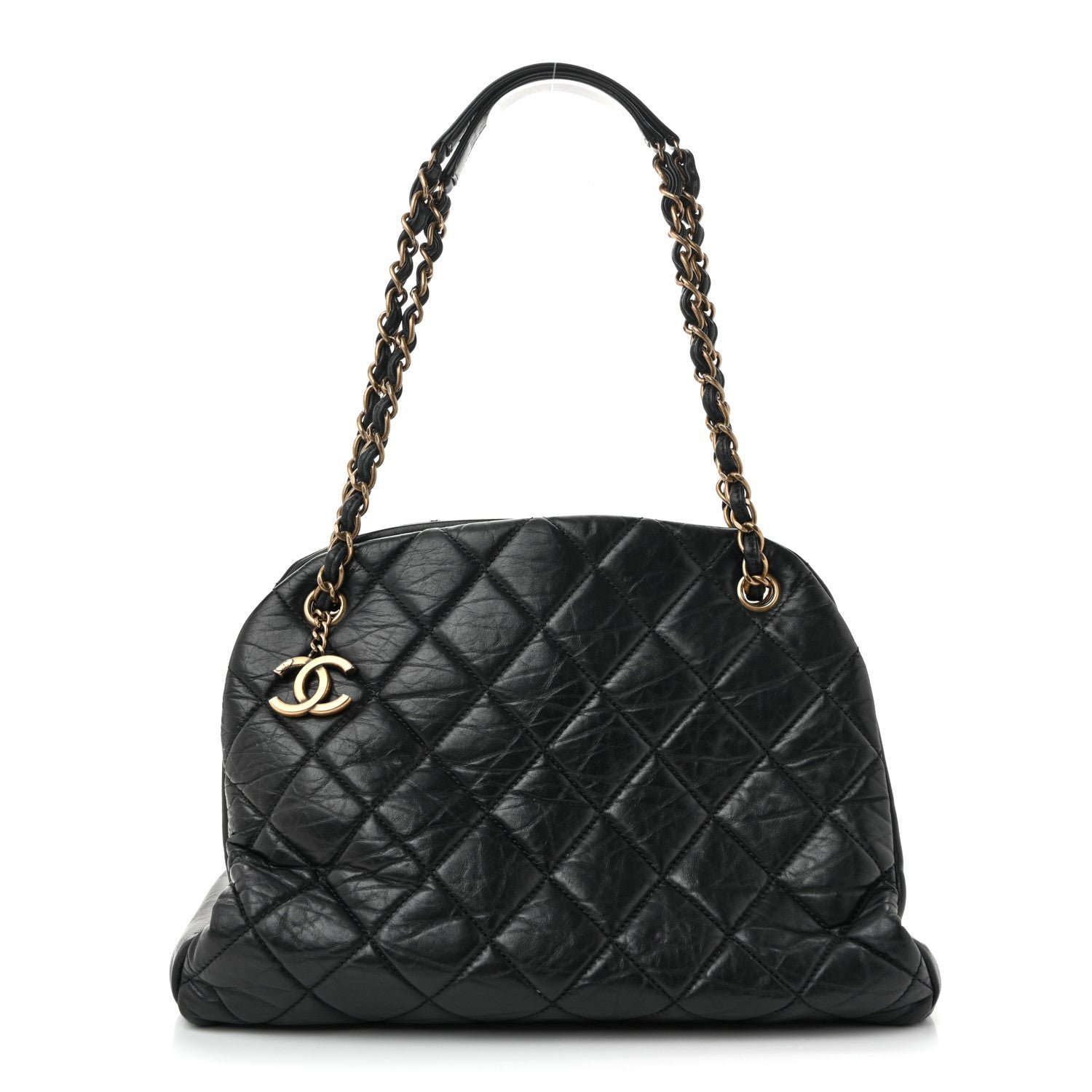 Chanel Aged Calfskin Large Just Mademoiselle Bowling Bag Black