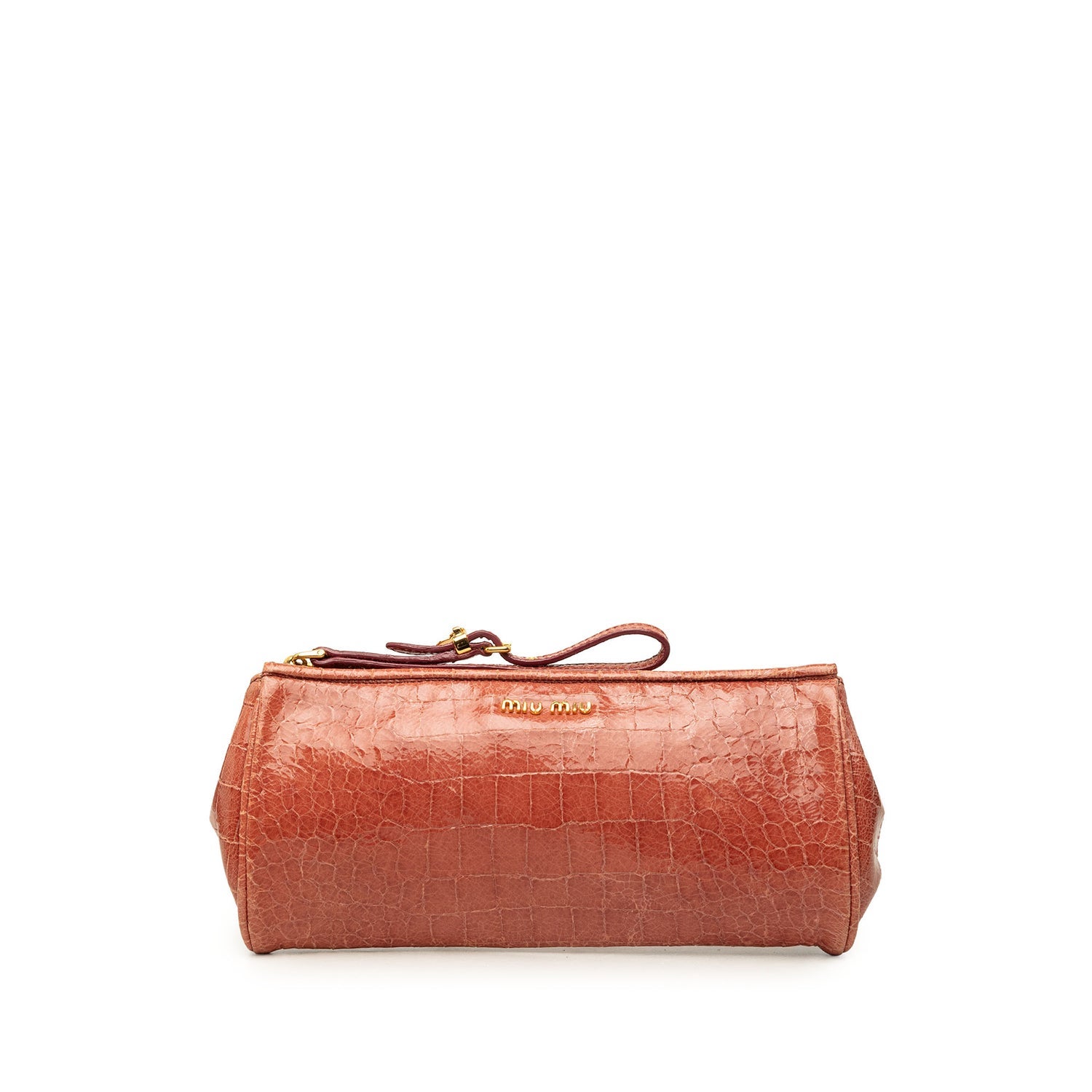 Miu Miu Croc Embossed Patent Saint Cocco Lux Wristlet