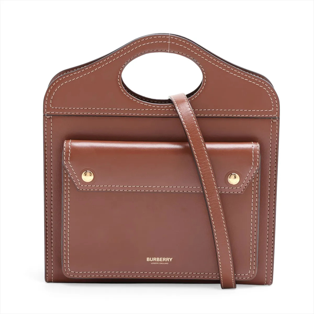 Burberry Mini Two Tone Leather 2 Way Handbag Brown