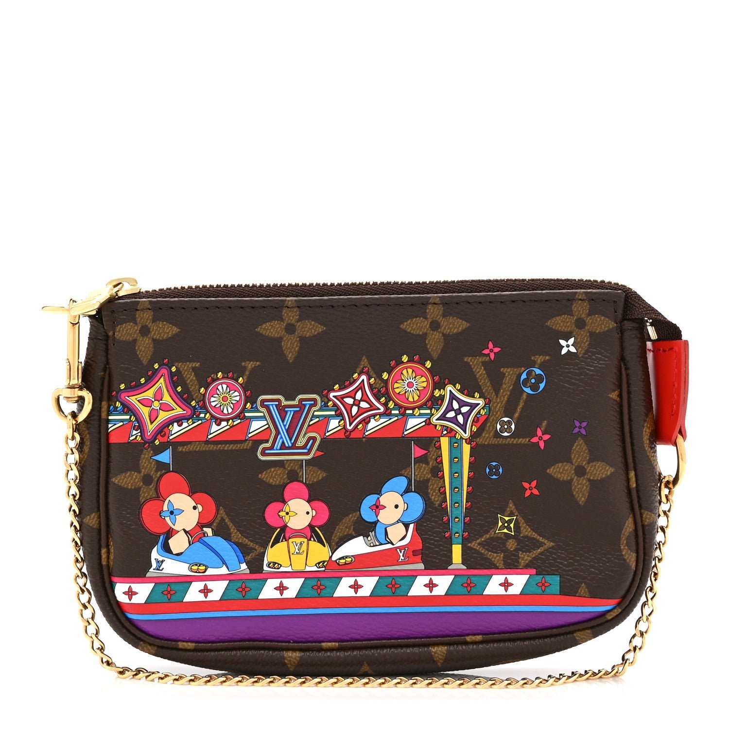 Louis Vuitton Monogram 2020 Christmas Animation Bumper Cars Mini Pochette Accessories Coquelicot