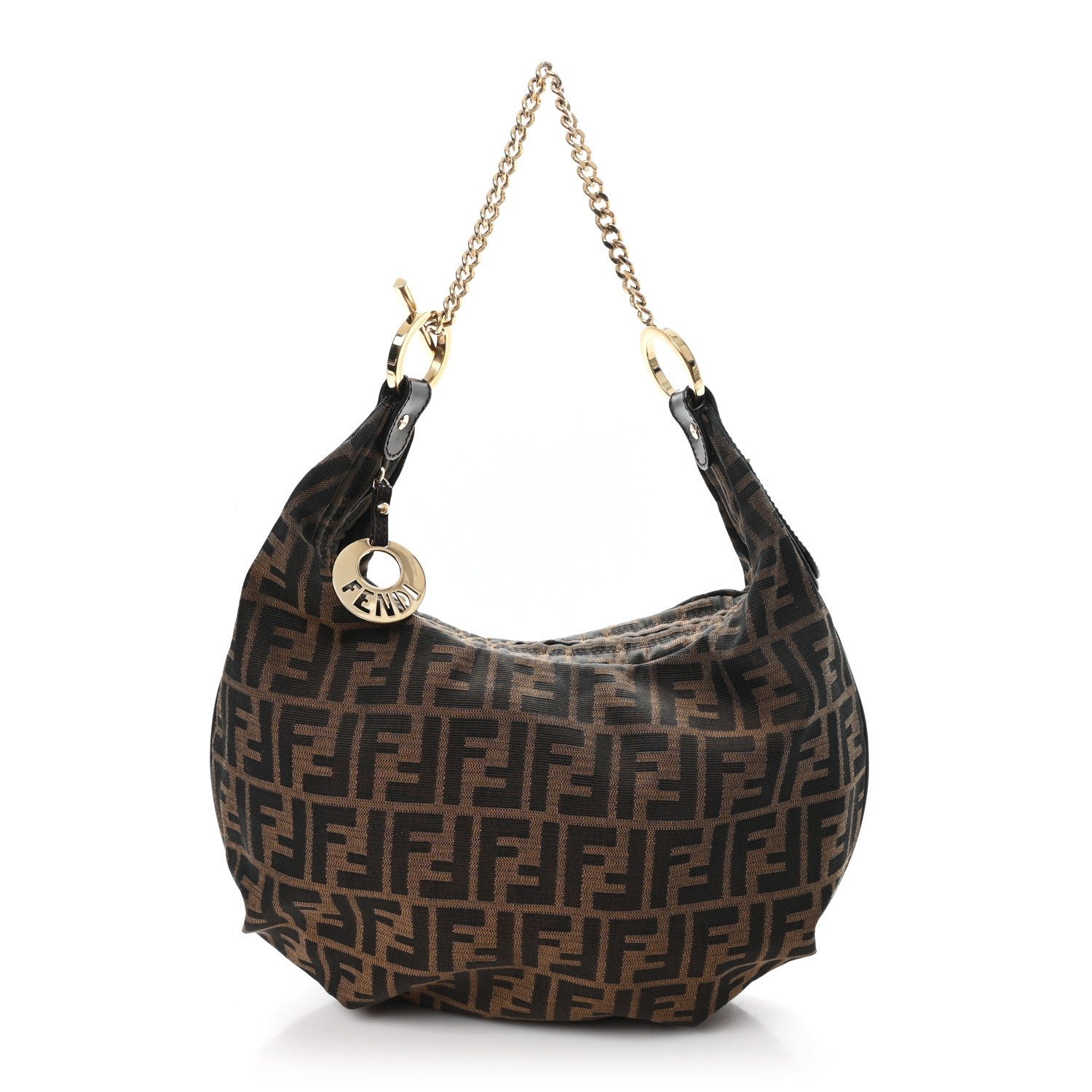 Fendi Zucca Small Chef Chain Hobo Tobacco