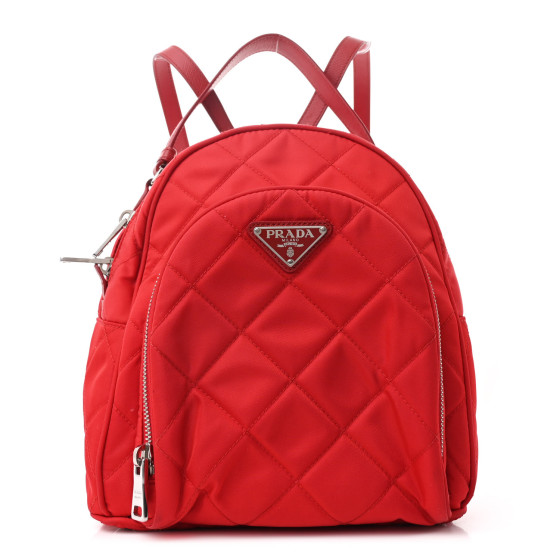 Prada Nylon Tessuto Impuntu Quilted Backpack Rosso
