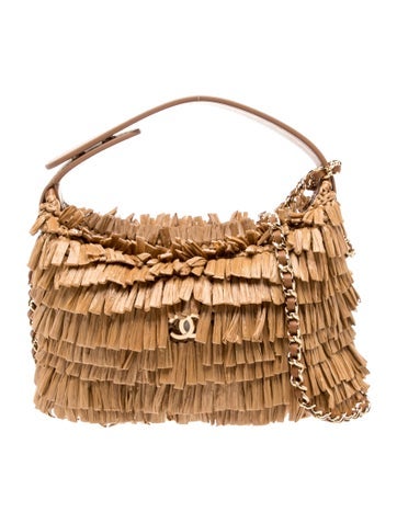 Small Raffia Clutch w/Chain