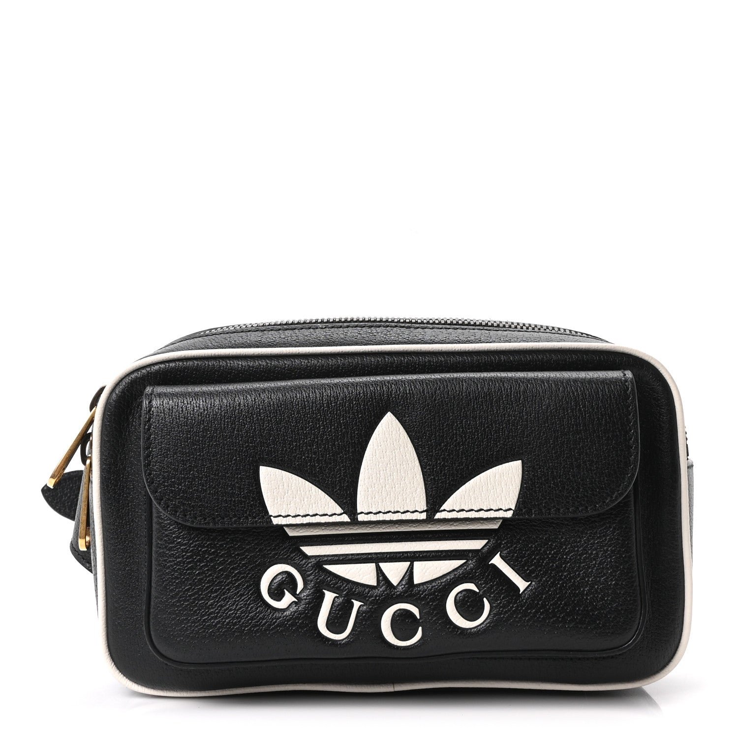 Gucci X ADIDAS Textured Dollar Calfskin Belt Bag Black