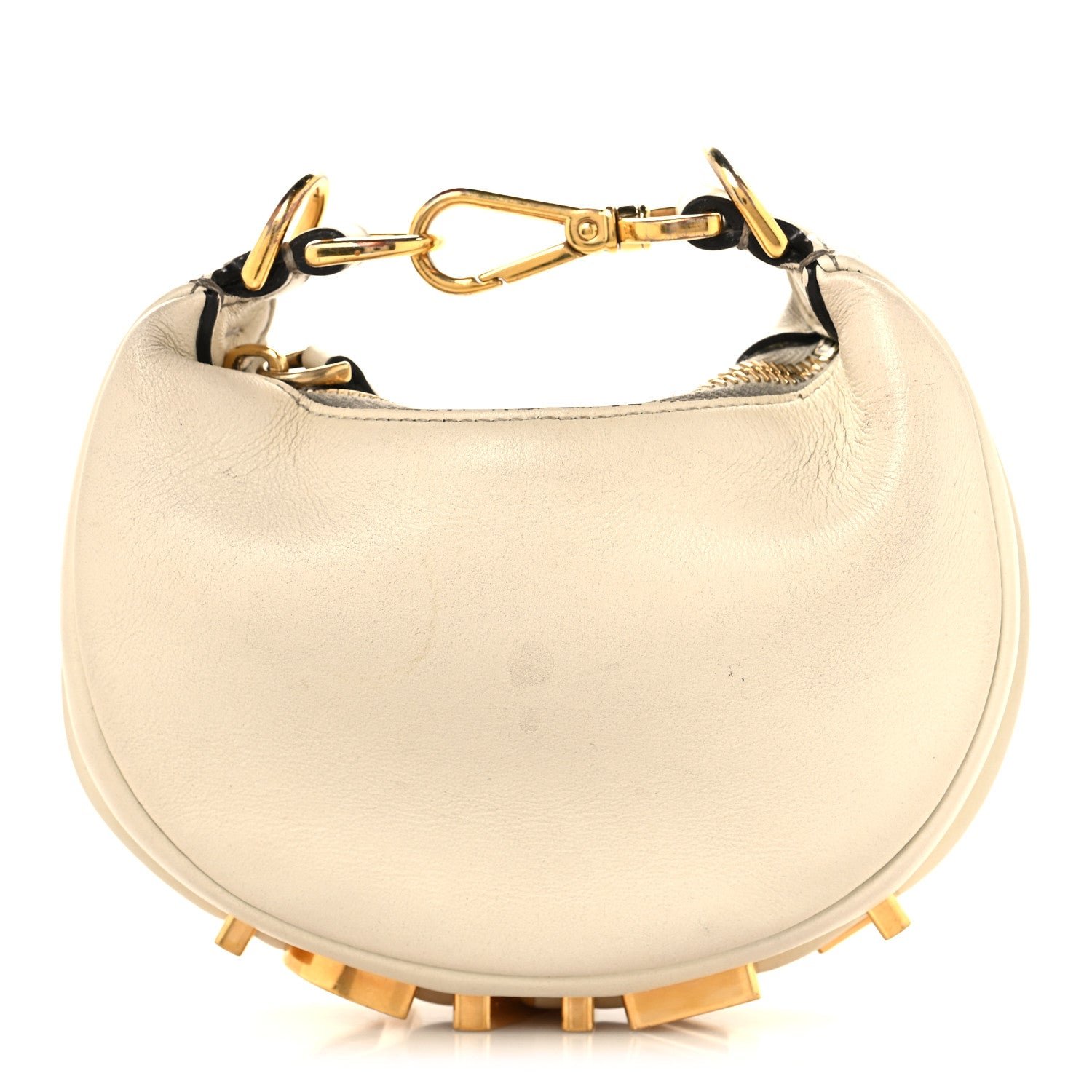 Fendi Vitello Grace Matte Nano Fendigraphy Hobo Charm White Ice