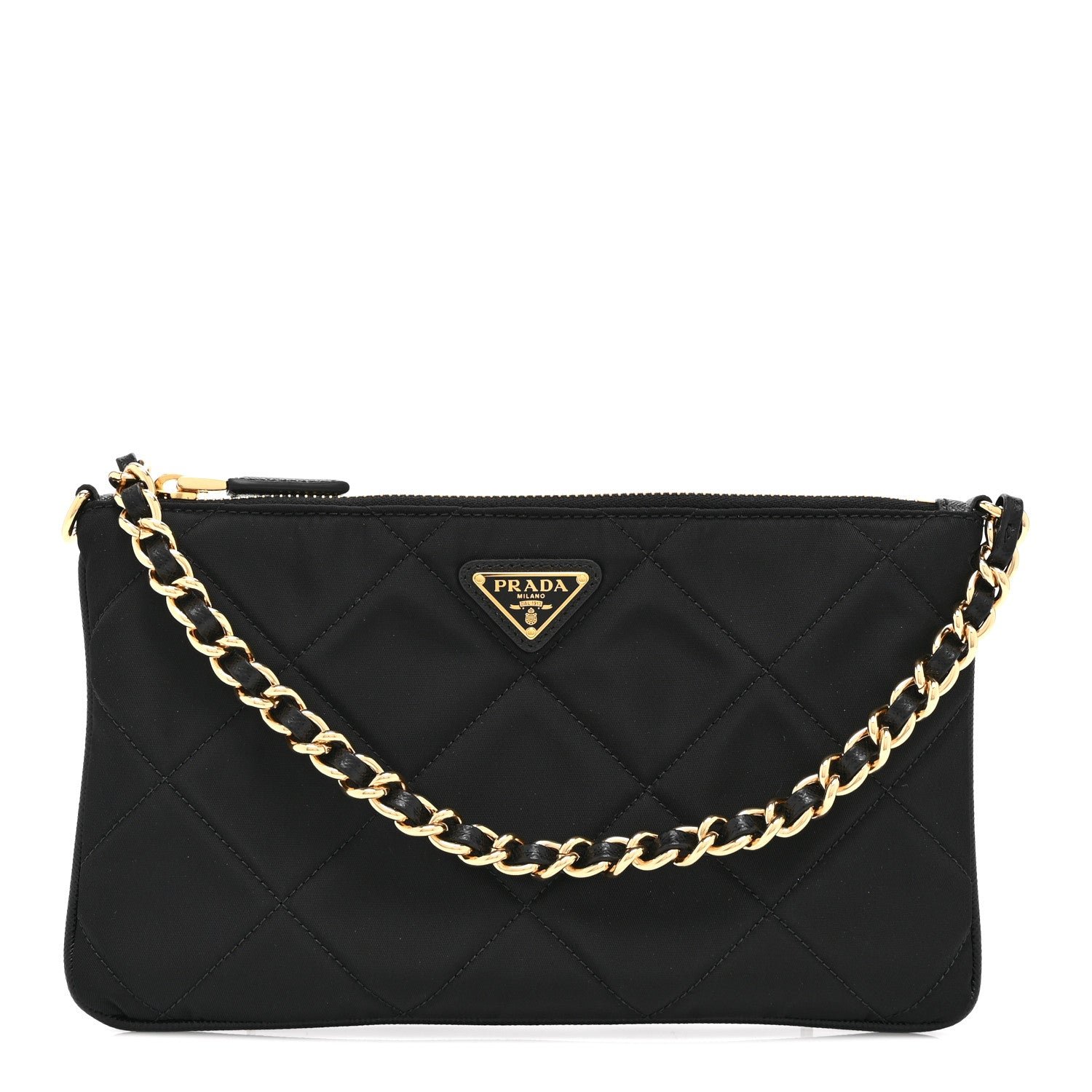 Prada Re-Nylon Tessuto Impuntu Quilted Re-Edition 1995 Chaine Pouch Black