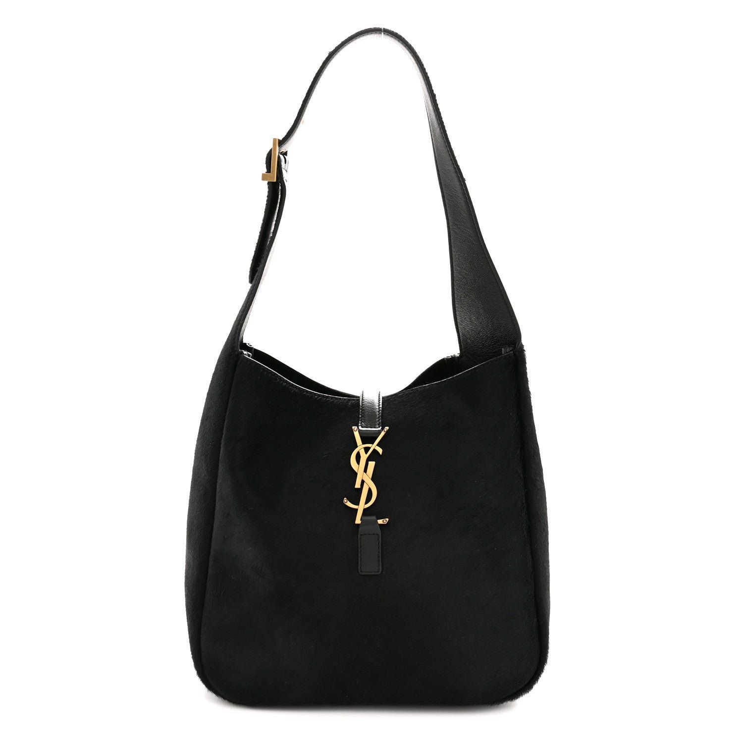 Saint Laurent Saint Laurent Calf Hair Small Le 5 A 7 Soft Hobo Black