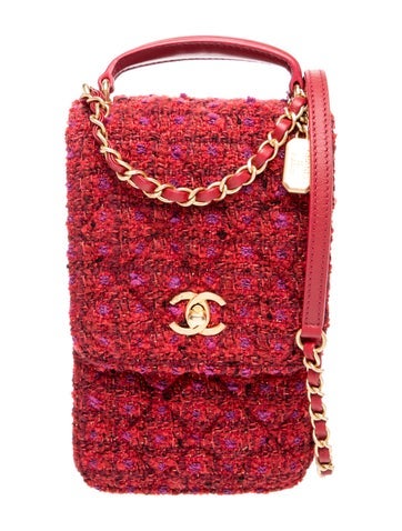 Tweed Handle Flap Bag w/ Chain