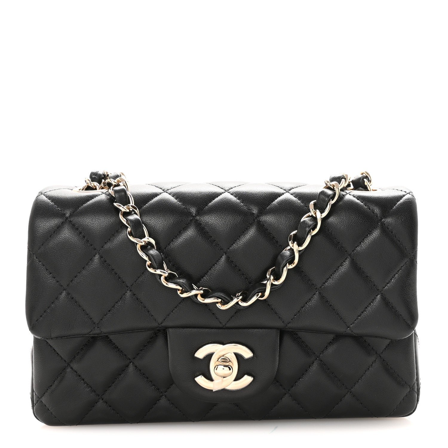 Chanel Lambskin Quilted Mini Rectangular Flap Black