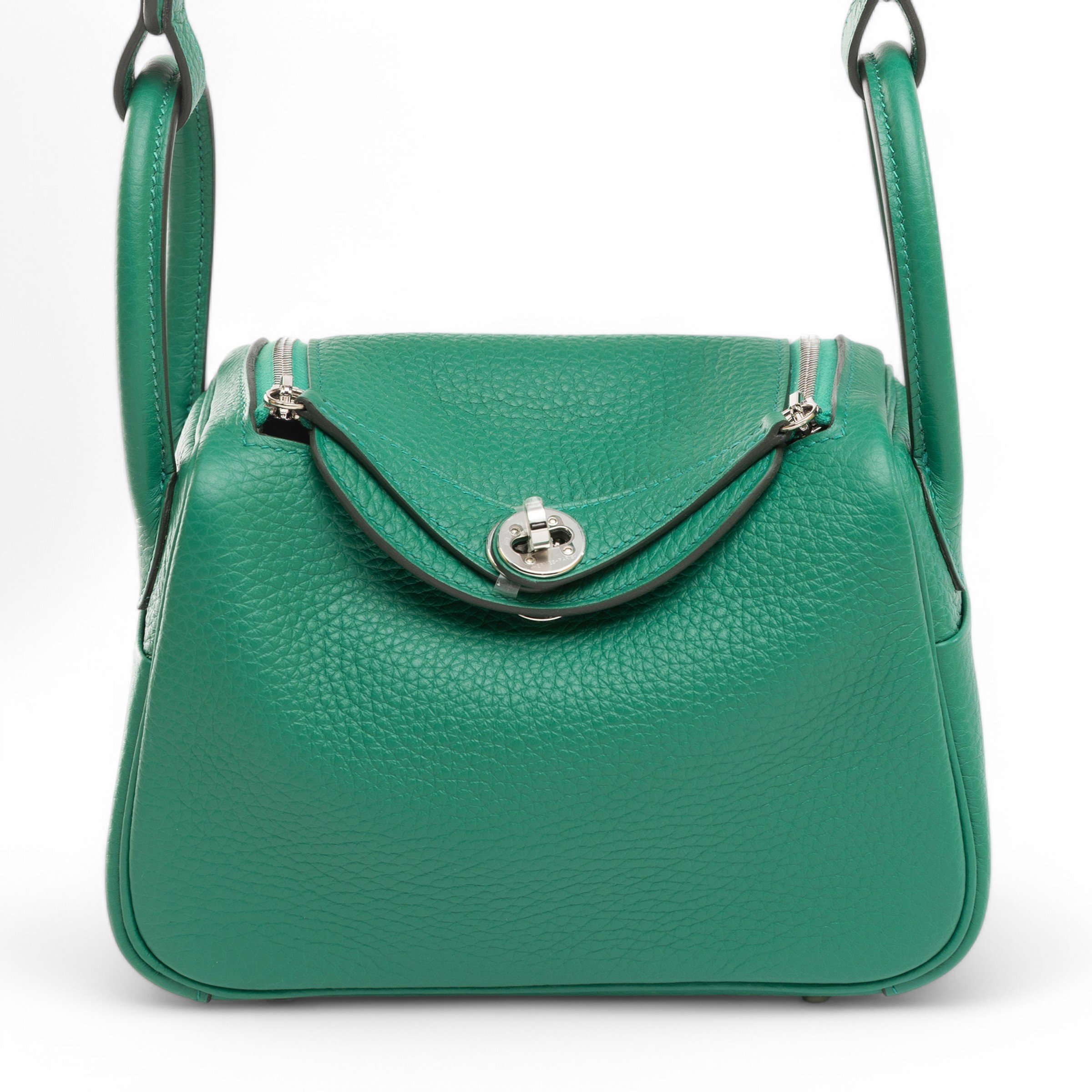 Brand New ( Rank N ) HERMÈS Mini Lindy II Vert Vertigo (U4) Clemence Palladium hardware W (2024)