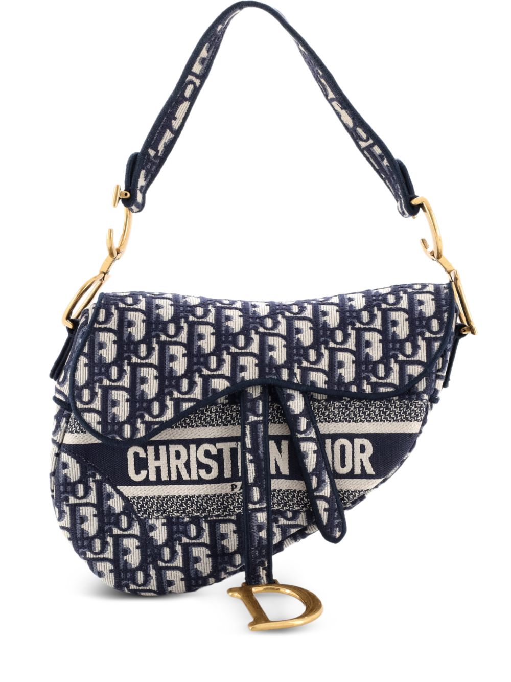 Saddle Handbag Logo Embroidered Oblique Canvas Medium shoulder bag