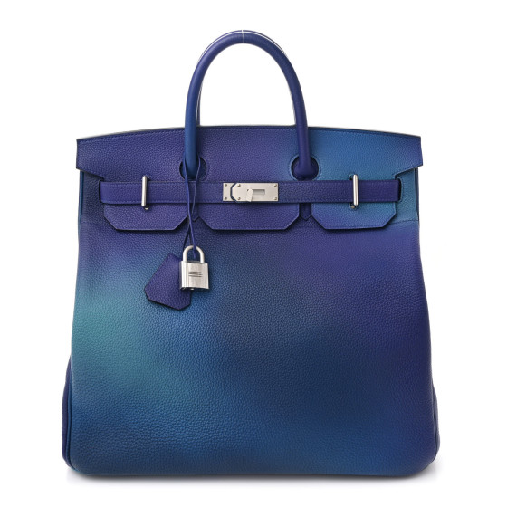 Hermes Togo HAC Cosmos Birkin 40 Bleu Nuit Violet Aqua